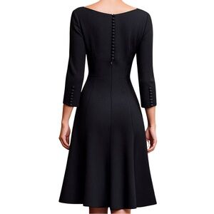 GIO' GUERRERI Italian 46 Black Dress LBD rouleau loop bateau coquette Large wool